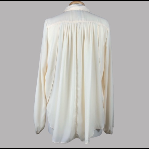 Cream Semi Sheer Button Down Blouse - Picture 5 of 7